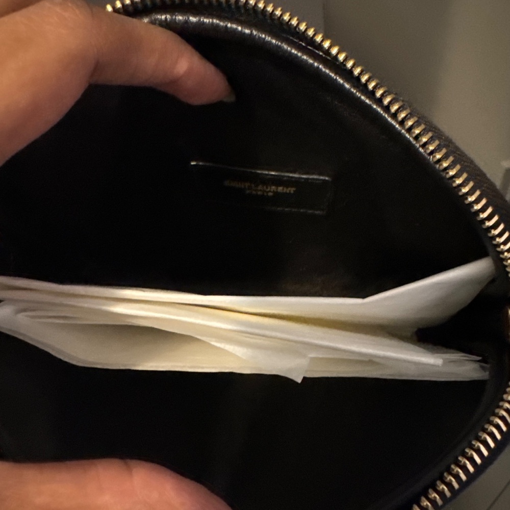 SAINT LAURENT GABY ZIPPERED POUCH IN LAMBSKIN CROSSBODY BAG AUTHENTIC - Picture 6 of 12